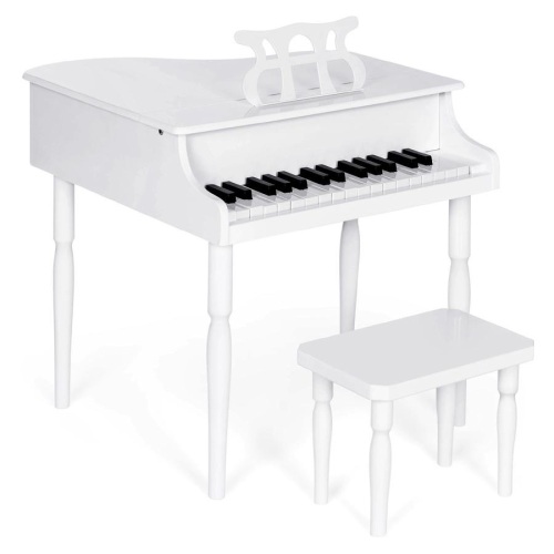 Kids Mini Wooden Grand Piano w/ Lid, Bench, Music Rack, Song Book, Stickers - Lot 795