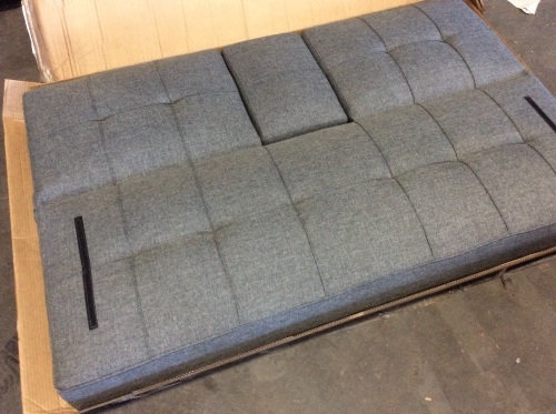Linen Upholstered Convertible Sofa Bed Futon w/ 2 Cupholders - Lot 301