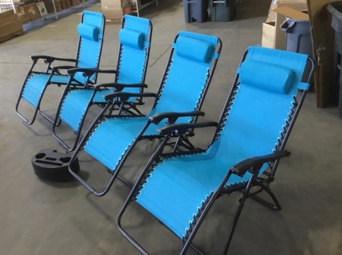Lot of (4) Adjustable Zero Gravity Patio Chair Recliners w/ Cup Holders - Lot 432