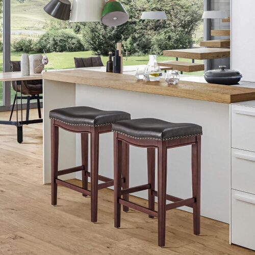 Leather Upholstered Counter Height Bar Stools, Set of 2  - Lot 75