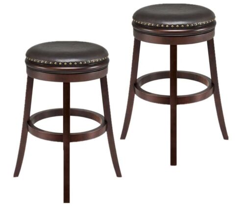 Leather Upholstered 30" Counter Height Bar Stools, Set of 2  - Lot 77