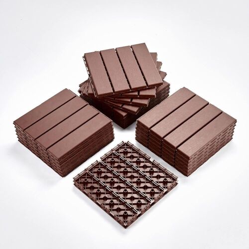 PANDAHOME Plastic Interlocking Deck Tiles, 12" x 12", 22 pc  - Lot 236