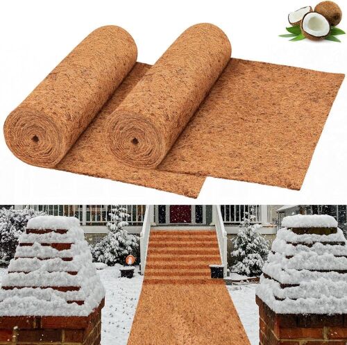 Natural Coconut Fiber No-Slip Ice and Snow Carpet Mat, 16" x 118", 2 Rolls - Lot 508
