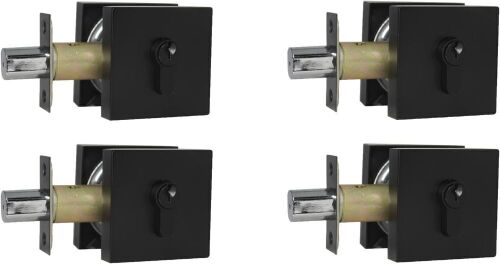 Probrico Square Deadbolts for Interior & Exterior, Flat Black, 4 Pack  - Lot 662