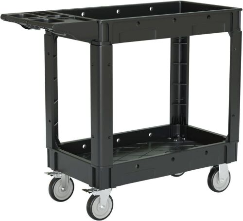 2 Tier Heavy Duty Plastic Rolling Utility Cart - Lot 91