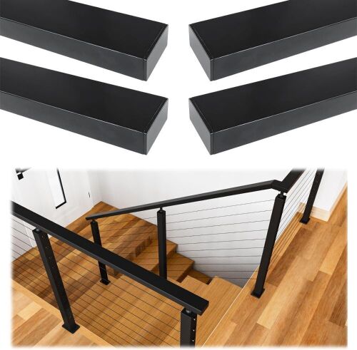 Muzata 6' 6" Black Flat Top Handrail for Cable Railing, 4 Pack  - Lot 92