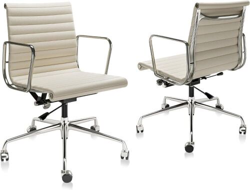 Ribbed Leather Adjustable Ergonomic Office Chair with Aluminium Alloy Frame and Silent Nylon Wheels - Lot 188