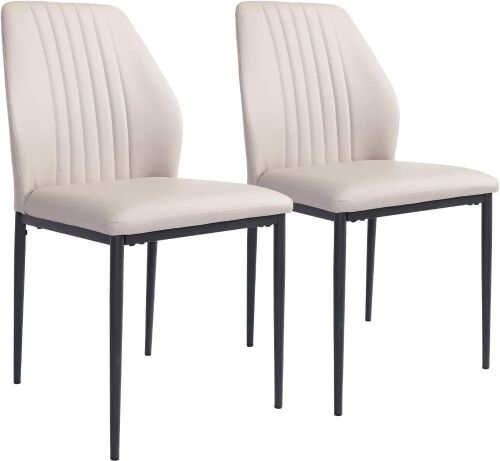 Upholstered Faux Leather Dining Chairs, Set of 2  - Lot 192