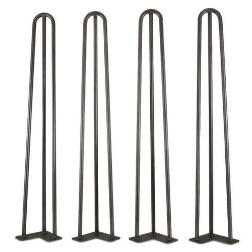 WEN TL28B 28-Inch Mid-Century Modern Satin Black Hairpin Table Legs, 1/2" Diameter, Set of 4 - Lot 700