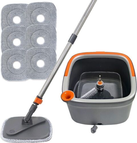 KZKR Spin Square Mop and Bucket Set  - Lot 637