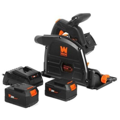 WEN 20691 20V Max 6.5-Inch Cordless Brushless Plunge Cut Variable Speed Track Saw with Two 4.0 Ah Batteries and Charger - Lot 554