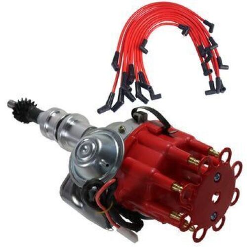 JDMSPEED Red Cap HEI Ignition Distributor and Plug Wires for Small Block Ford 289-302 - Lot 480
