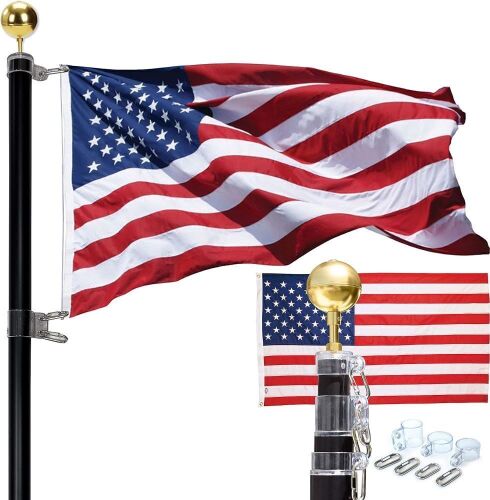 Concord American Flagpole Telescoping Flag Pole Kit, Black Anodized, 25 feet - Lot 10