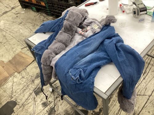 Faux Fur Denim Jacket, 3XL - Lot 319