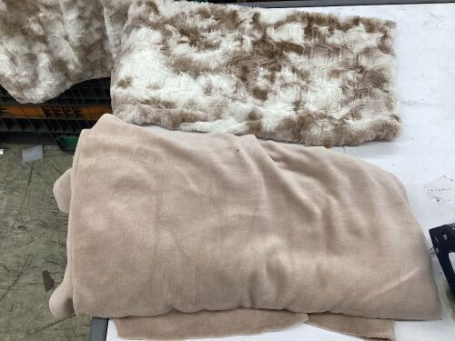 Faux Fur Pillowcase & (2) Throw Blankets - Lot 346