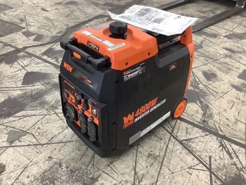 WEN 56480iX Quiet and Lightweight 4800-Watt RV-Ready Electric Start Portable Inverter Generator with Fuel Shut Off and CO Watchdog - Lot 339