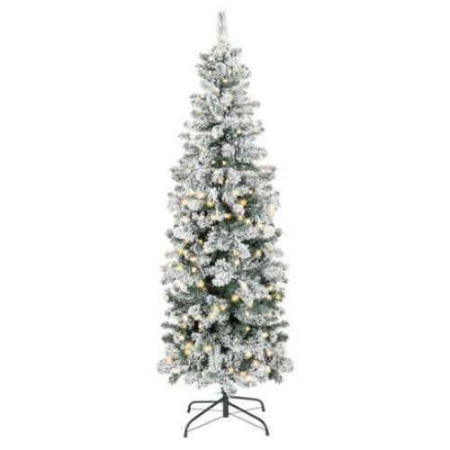 6' Pre-Lit Snow Flocked Artificial Pencil Christmas Tree  - Lot 139