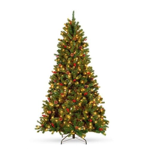 4.5' Pre-Lit Pre-Decorated Spruce Christmas Tree w/ Pine Cones, Berries  - Lot 140