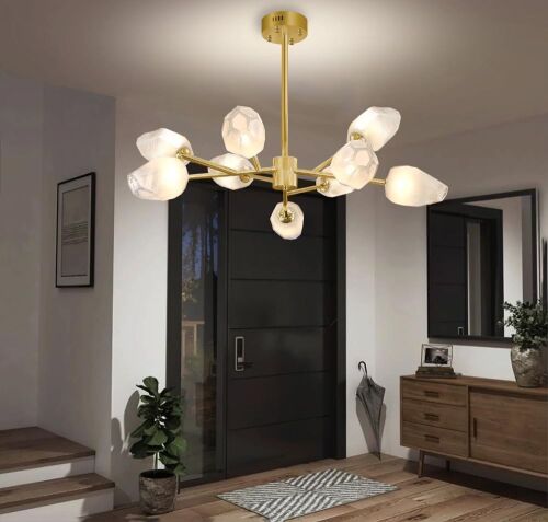 IDEQUY Semi Flush Mount 9 Lights Modern Sputnik Chandelier Ceiling Lamp with G9 Bulb Base - Lot 
