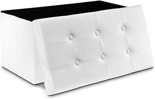 WoneNice 30" Faux Leather Folding Storage Ottoman Bench, Holds Up to 300 lbs, 30 x 15 x 15 Inches - Lot 173