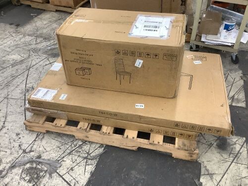 Lot of (2) White Dining Tables & Set of Black Dining Chairs - Uninspected - Lot 266