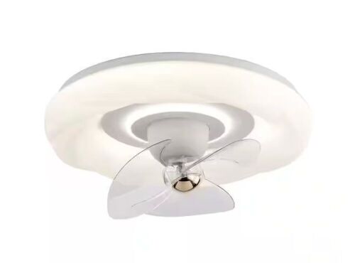 18.89 in. Integrated LED Indoor White 6-Speed Flush Mount Ceiling Fan Light with Remote - Lot 380