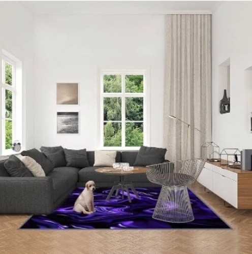 Marble Blue Ultra Violet Black Abstract Neon Purple Wave Gradient Art Rugs Soft Non-Slip Indoor Outdoor Bedroom Kids Modern Home Decor Carpet Mat Yoga Runner, Multicolor, 71x106'' - Lot 106