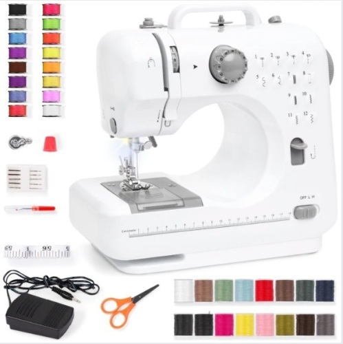 6V Portable Foot Pedal Sewing Machine w/ 12 Stitch Patterns - Lot 108