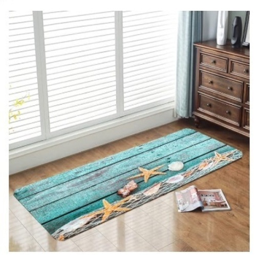 LYFANS Sponge Foam Carpet for Bathroom and Kitchen is Absorbent Soft (24x71 Inches), and Blue Mat is Used for Bedside and Living Room to Prevent Skidding 3D Printing (Blue Board Starfish) - Lot 125