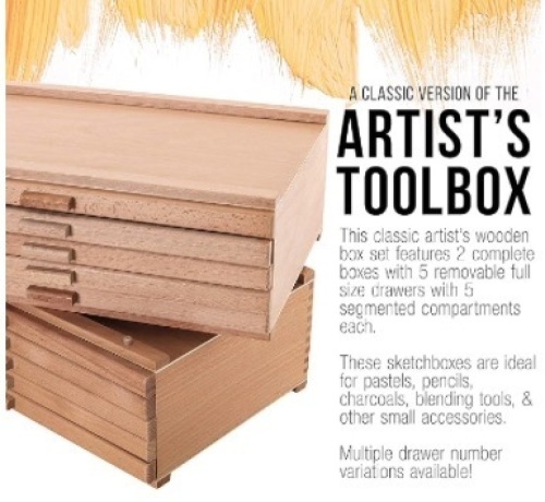 U.S. Art Supply 10 Drawer Wood Artist Supply Storage Box - Lot 132