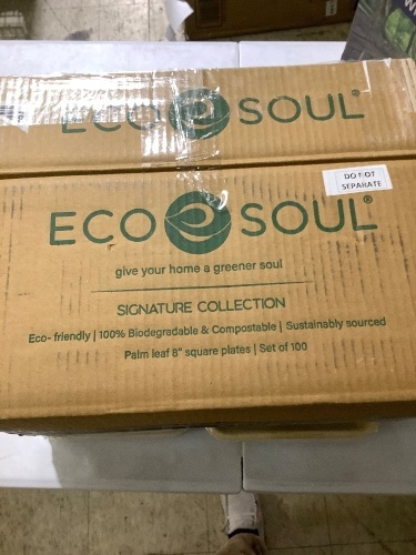 Eco Soul palm leaf 8" square plates box of 100 - Lot 252