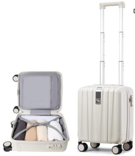 Hanke 14 Inch Underseat Carry On Luggage with Wheels, Lightweight, Waterproof, TSA-Approved, Suitcase, Ivory White - Lot 253