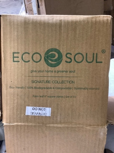 Eco Soul palm leaf 8" square plates box of 50 - Lot 259