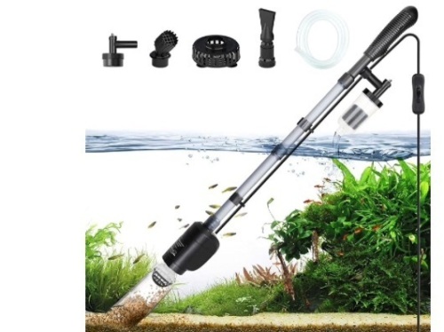 AQQA Aquarium Vacuum Gravel Cleaner Electric Fish & Turtle Tank Water Changer 6 in 1 Multi-Functional Aquarium Cleaning Tools Set for Water Cleaning & Circulation (20W, 320GPH) - Lot 262