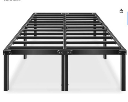 HAAGEEP 18 Inch King Bed Frame High Metal Bedframes Platform No Box Spring Needed with Storage Heavy Duty - Lot 265