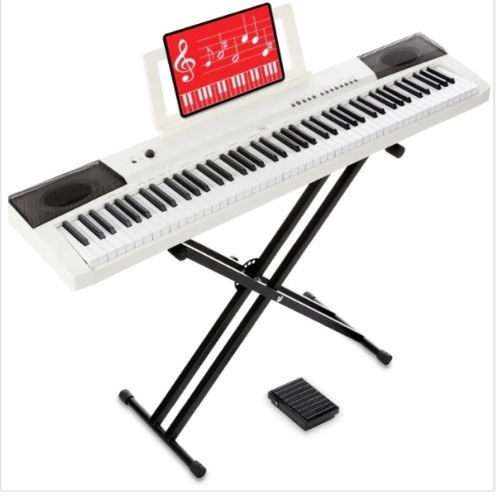 88-Key Digital Piano Set w/ Semi-Weighted Keys, Stand, Sustain Pedal - Lot 275