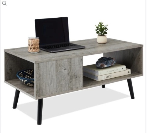 Wooden Mid-Century Modern Coffee Accent Table w/ Open Storage Shelf - Lot 280