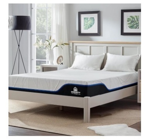 SERENITY HOME 8" King Memory Foam Mattress, Breathable Bed Mattress, Cooling-Gel Memory Foam Mattress in a Box, Support & Pressure Relief Mattress, Fiberglass Free, Made in USA | King - Lot 289