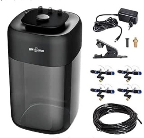 REPTI ZOO 10L Reptile Mister Fogger Terrariums Humidifier Extremly High Pressure Silent Pump Fog Machine Misting Rainforest Sprayer System Tank with 4PCS Nozzles for a Variety of Reptiles/Amphibians - Lot 292