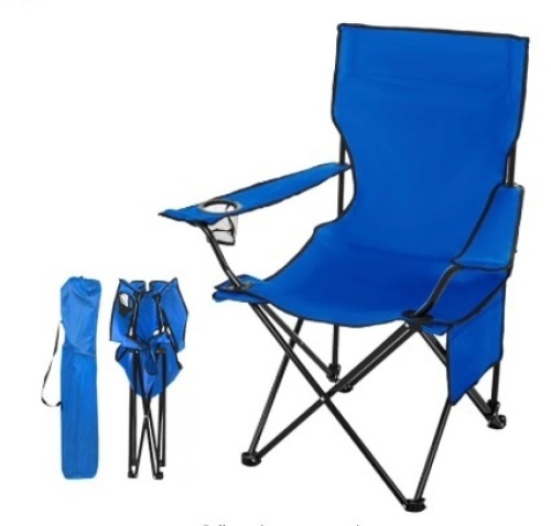 Upgrade Large Camping Chairs,Folding Camping Chair Outdoor Portable Chair Foldable Lawn Chair Support 330lbs,Outdoor Camp Chair with Cup Holder&Side Bag for Fishing Outside Sports(A-Large Blue) - Lot 293