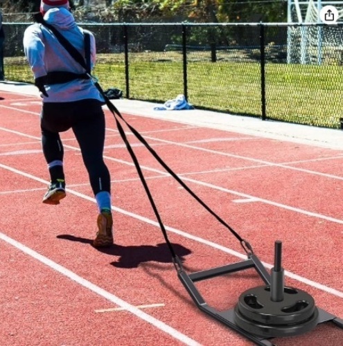 Kipika Weight Sled, Workout Sled, Fitness Strength Training Sled, Speed Training Sled for Athletic Exercise, Speed Improvement, Easily Through Obstacles, Suitable for 1" & 2" Weight Plate - Lot 383