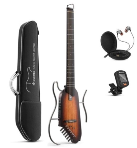 Donner HUSH-I Acoustic-Electric Guitar Kit for Travel Silent Practice - Lot 403