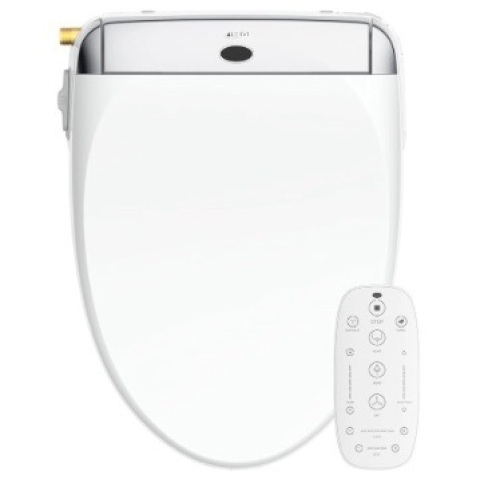 LEIVI Smart Bidet Toilet Seat with Wireless Remote and Side Panel, Multiple Spray Modes, Adjustable Heated Seat, Warm Water and Air Dryer, Auto LED Nightlight, Elongated - Lot 405