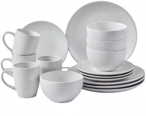 Sinouso 16 Piece Stoneware Dinnerware Set,Dinnerware Set for 4,Plates and Bowls Sets,Plates,Bowls,Cups,Microwave Dishwasher Safe,Service for 4 - Lot 406