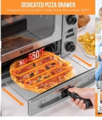 https://blazant.com/collections/all/products/blazant-m-29-dual-zone-toaster-oven-air-fryer-combo-29qt-28l-extra-large-capacity-with-12-inch-pizza-oven-for-indoor-max-550 - Lot 430
