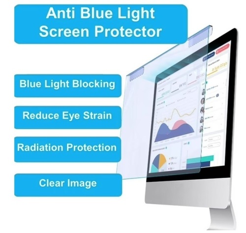 Anti Blue Light Blocking Screen Protector Frame, Eye Protection, Anti UV, Hanging Type Panel Cover 27" - Lot 441