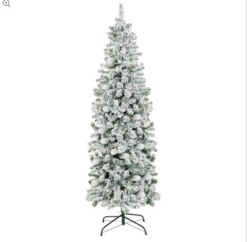 Snow Flocked Artificial Pencil Christmas Tree w/ Stand 6ft - Lot 157