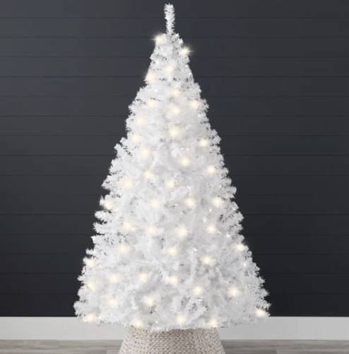 6' Pre-Lit Hinged Artificial White Pine Christmas Tree w/ Lights, Metal Stand $129.99 - Lot 197