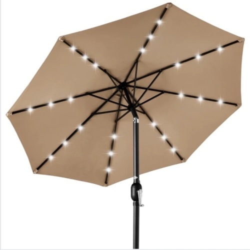 Solar LED Lighted Patio Umbrella w/ Tilt Adjustment, UV-Resistance - 10ft $129.99 - Lot 163