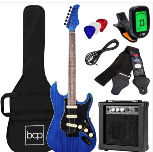 Beginner Electric Guitar Kit w/ Case, 10W Amp, Tremolo Bar - 39in $229.99 - Lot 154